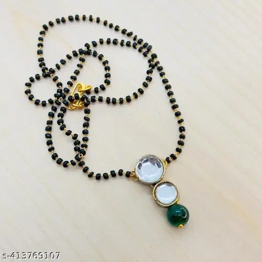 Alloy Mangalsutra With Earring for Women, Green