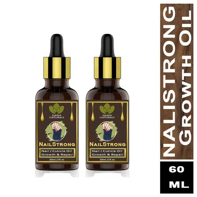 Haria Naturals Pure Nail Strong Oil For Cuticle Care, Nail Growth & Strength 30 ml, pack of 2, 60 ml , Pack of 2, B-15209