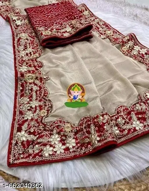 Chinnon Embroidered Saree For Women, Brown