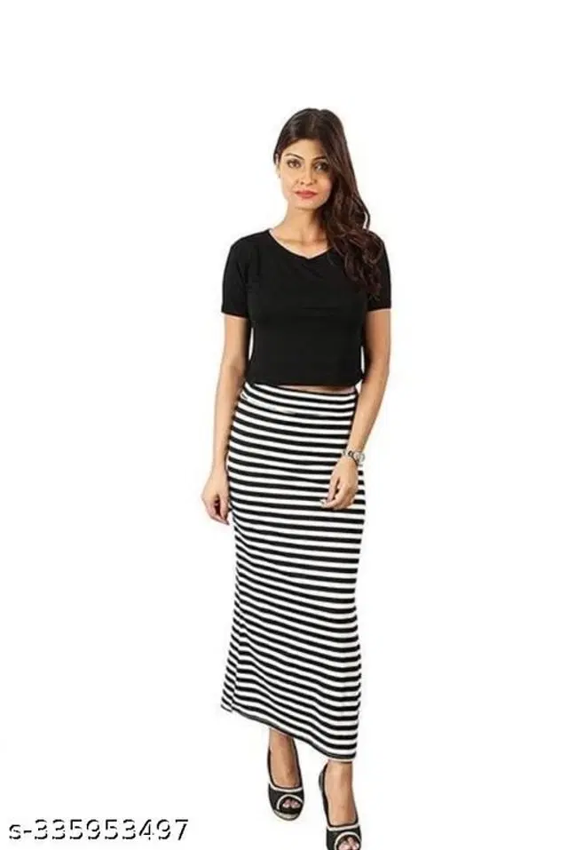 Cotton Blend Skirts for Women (Black & White, 28)