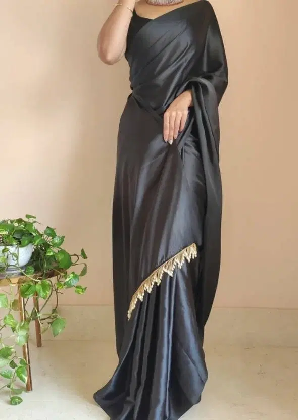 Satin Solid Saree for Women