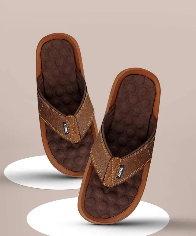 Bata Flip Flops for Men (Brown, 42 Euro)