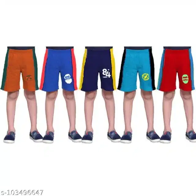 Cotton Shorts for Boys, Pack of 5 (Multicolor, 2-3 Years)