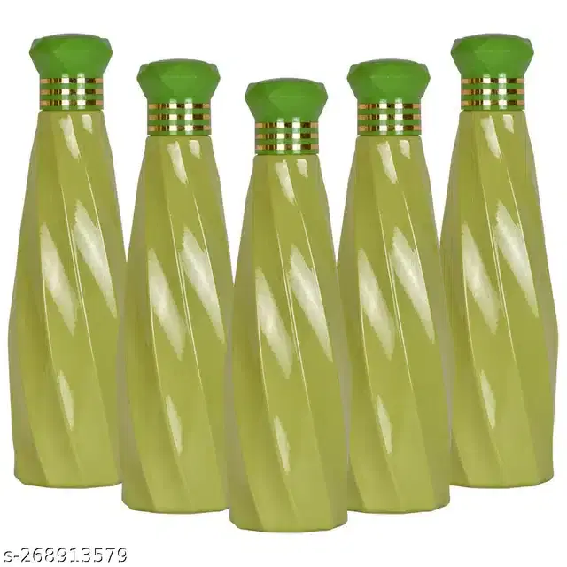 Plastic Water Bottles Set, Pack of 5, Green, 1000 ml