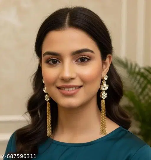 Alloy Kundan Earring for Women & Girls, White