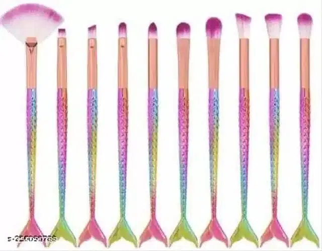 Makeup Brush Set, Multicolor, Set of 10