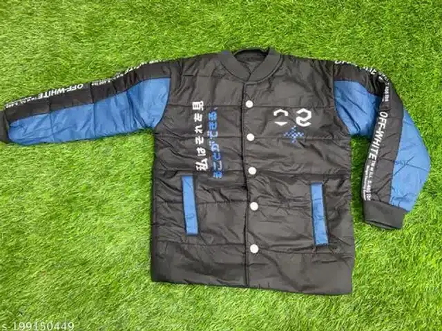 Nylon Jacket for Kids (Black & Blue, 3-4 Years)