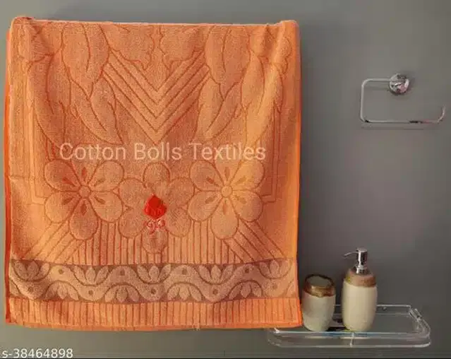 Cotton Bath Towels, Orange, 30x60 cm