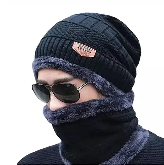 Beanie Cap with Neck Warmer Set for Unisex (Multicolor)