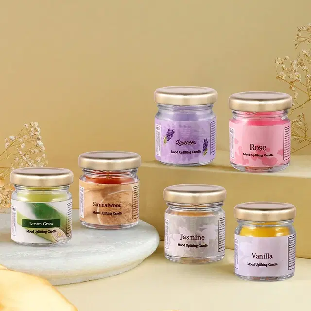Floish Decor Premium Scented Mood Uplifting Candles, Pack of 6