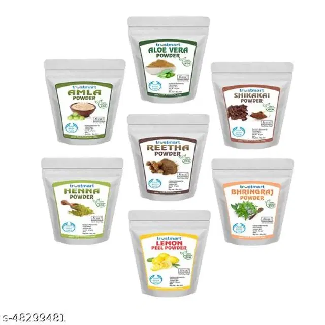 Trustmart Natural Amla, Aloevera, Shikakai, Reetha, Lemon, Henna & Bhringraj Hair Care Powder, 50 g, Pack of 7