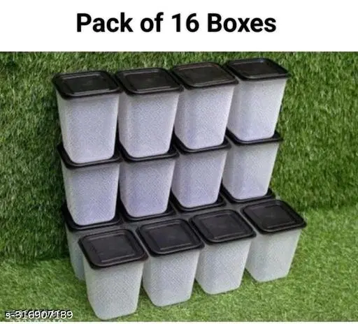 Plastic Storage Containers, White, Pack of 16 (1000 ml)