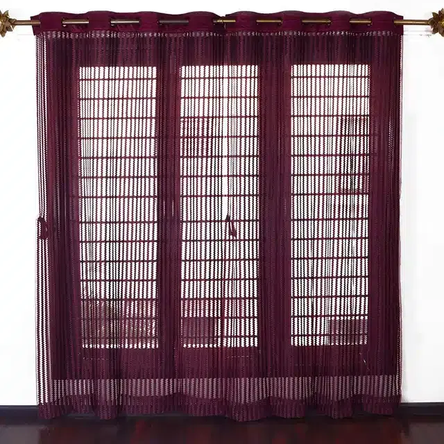 Polyester Solid Door & Window Curtains, Wine, 7 feet