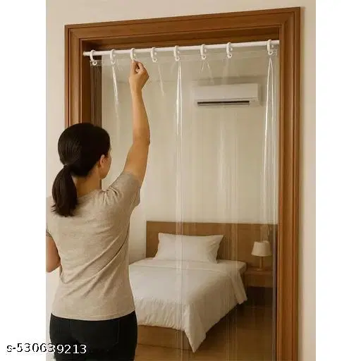 KANUSHI Industries® 5 Feet 1 Pieces Transparent Bath Curtain and AC Curtain(CPY-CUR-TRANSPARENT-5FT-1PC)