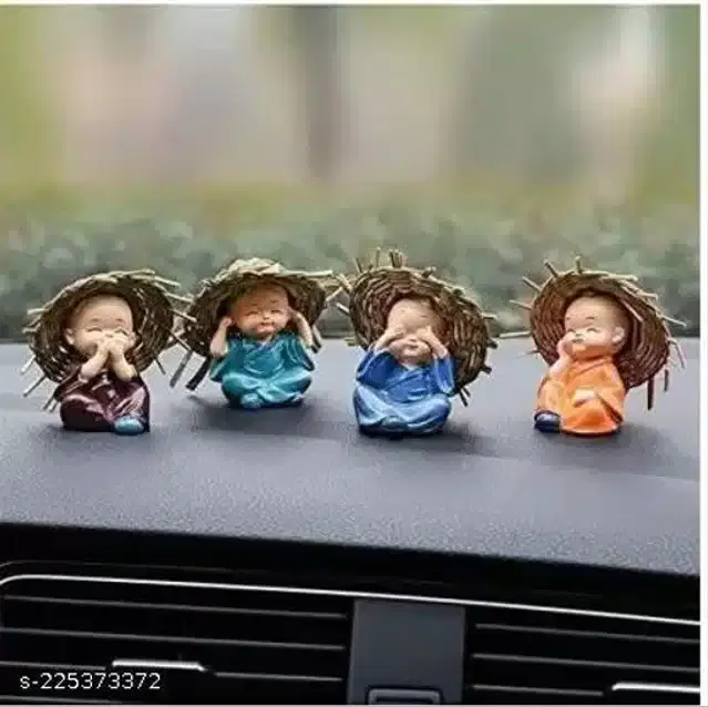 Baby Monk Buddha Car Dashboard Idol, Multicolor, Pack of 4