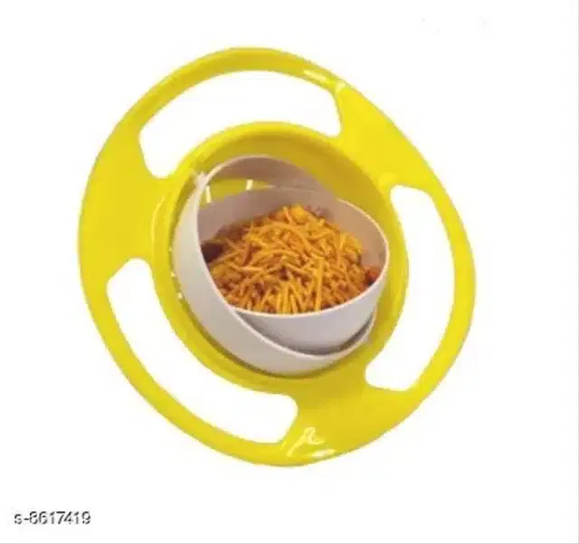 Plastic Spill Proof Food Bowl for Baby, White & Yellow