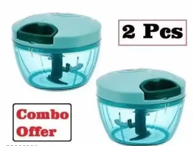 Manual Vegetable Chopper, Pack of 2, Blue, 450 ml