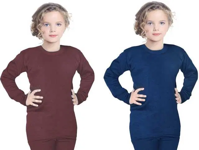 Solid Kids Girl's Thermal Top, Pack of 2 (Multicolor, 18-24 Months) (FE-14)