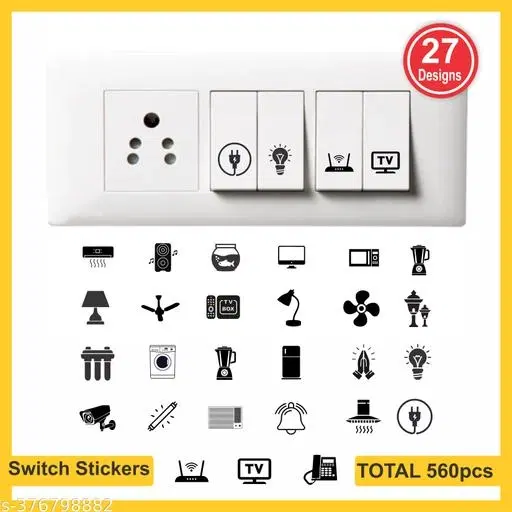 PVC Switch Stickers, Multicolor, Pack of 560
