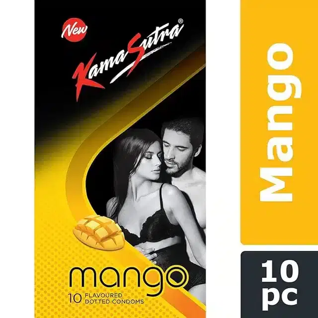 KamaSutra Mango Flavoured Dotted Condoms for Men, Pack of 10