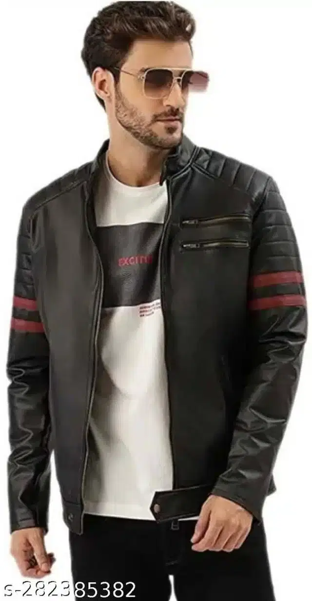 Synthetic Jacket for Men (Black, XL)