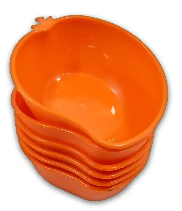 Plastic Snacks & Dessert Bowl Set, Orange, Pack of 6
