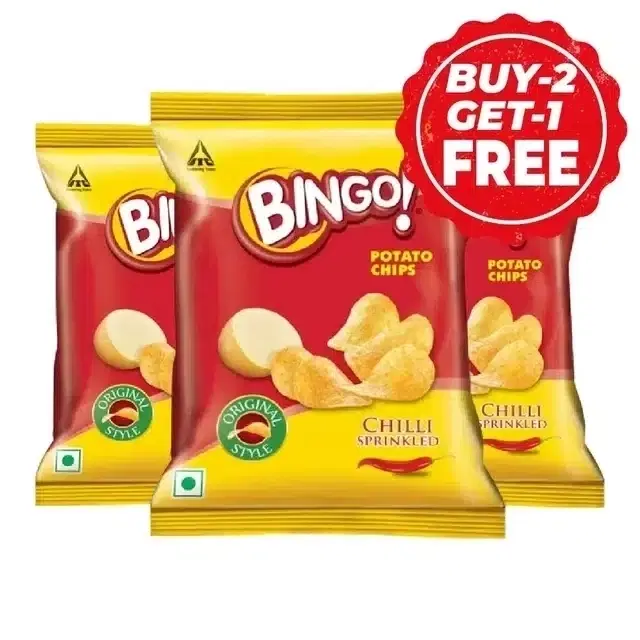Bingo Original Style Chilli Sprinkled 3X45.9 g (Buy 2 Get 1 Free)