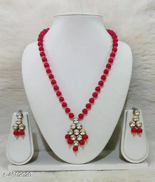 Women'S Alloy Gold Plated Jewellery Set, Red