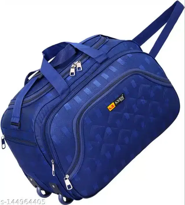 Polyester Trolley Duffel Bag for Men & Women, Navy Blue