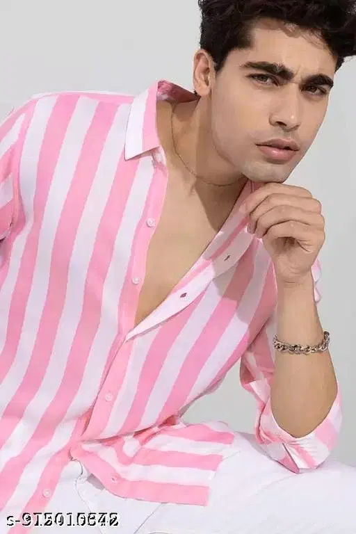 Cotton Shirt for Men (Pink, M)