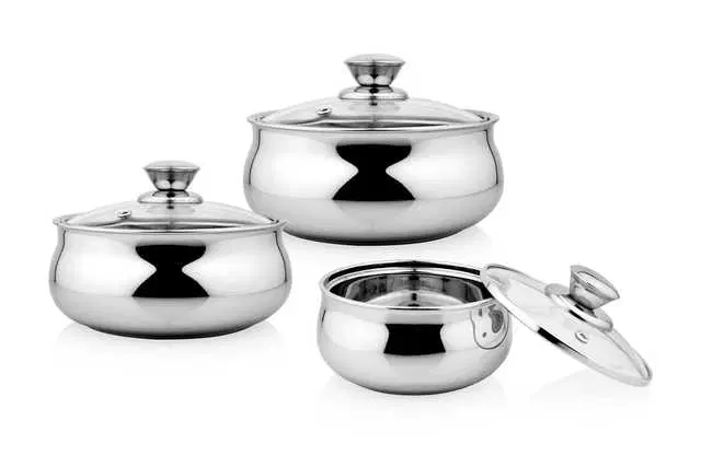 Urban Spoon Stainless Steel Pu Insulated Double Wall Belly Serving Bowl, Pack Of 3, VIH-14