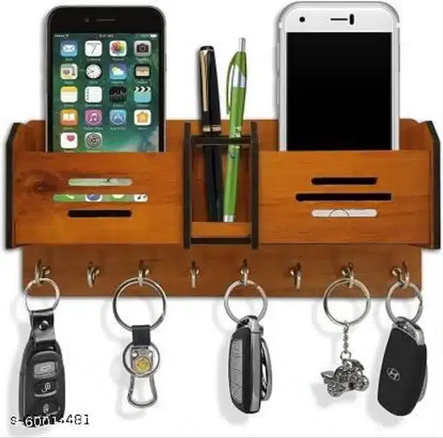 Wooden Key & Mobile Holder, Brown