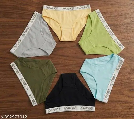 Evaara Pack of 6 Cotton Hipster Briefs for Women (Multicolor, XS)