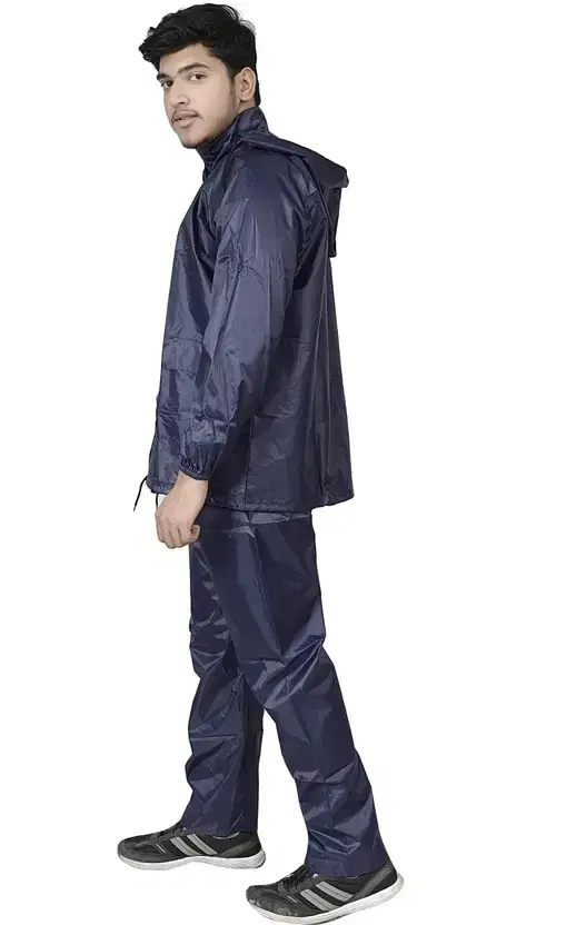 Polyester Rain Suit for Men & Women (Navy Blue, XXL) (Set of 1)