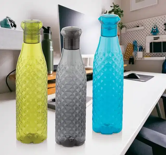 Plastic Water Bottle, Multicolor, 1000 ml, Pack of 3