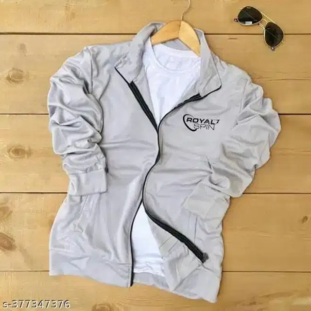 Polyester Jacket for Men (Grey, S)