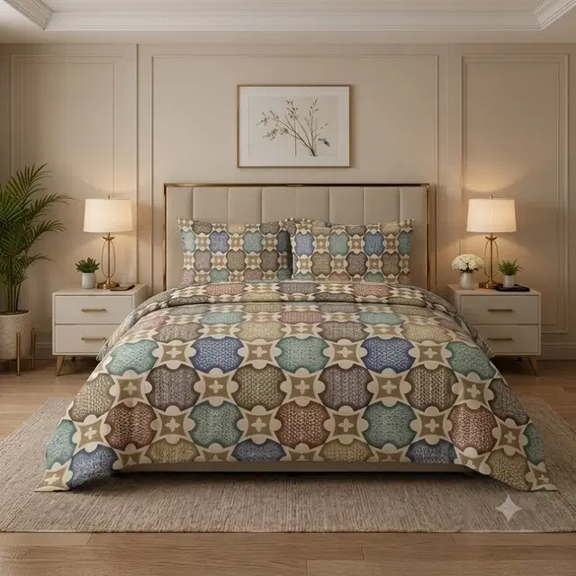 SimpleHome Microfiber Queen Bedsheet Geometry 88x96inch