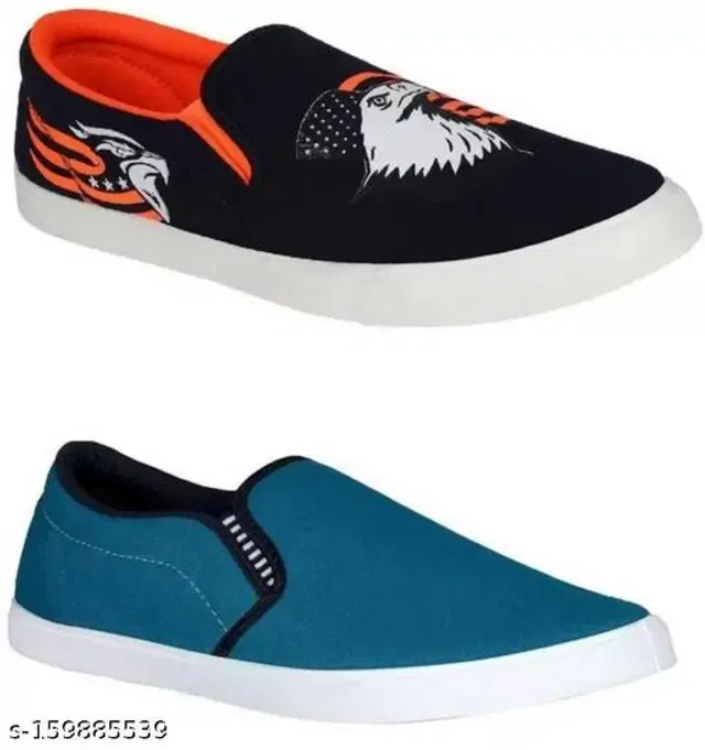 Loafers for Men, Pack of 2 (Orange & Blue, 6)