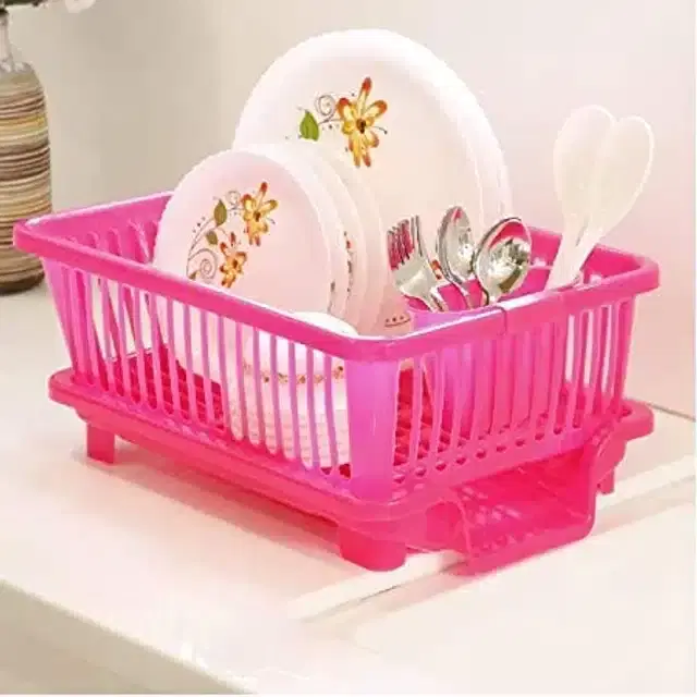 Dish Rack Drainer Washing Basket, Pink