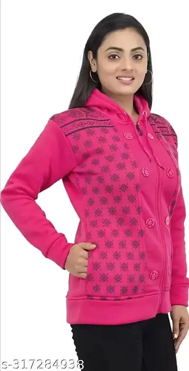 Polyester Sweater for Women (Pink, S)