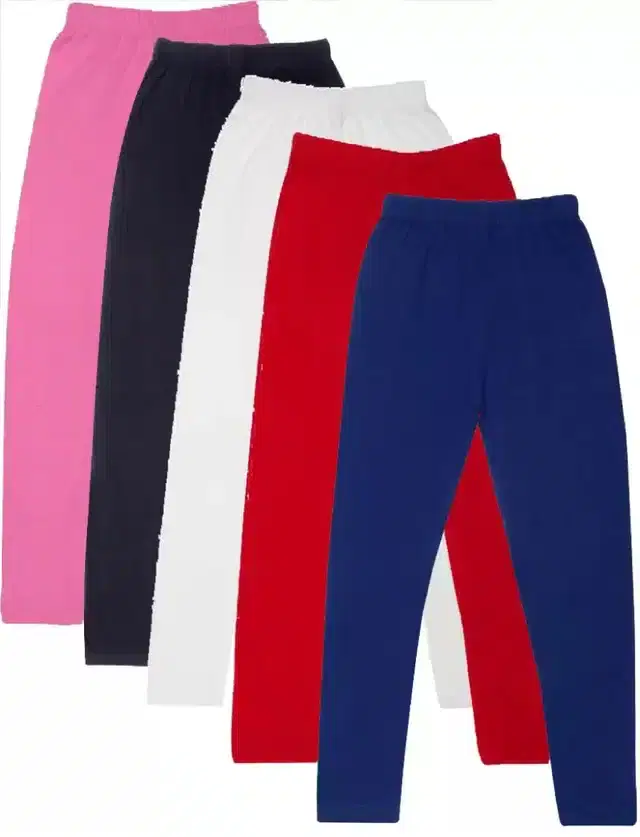 Soft & Comfortable Leggings for Girls, Pack of 5 (Multicolor, 2-3 Years)