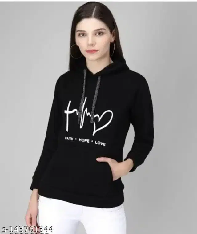 Full Sleeves Hoodie for Women (Black, S)