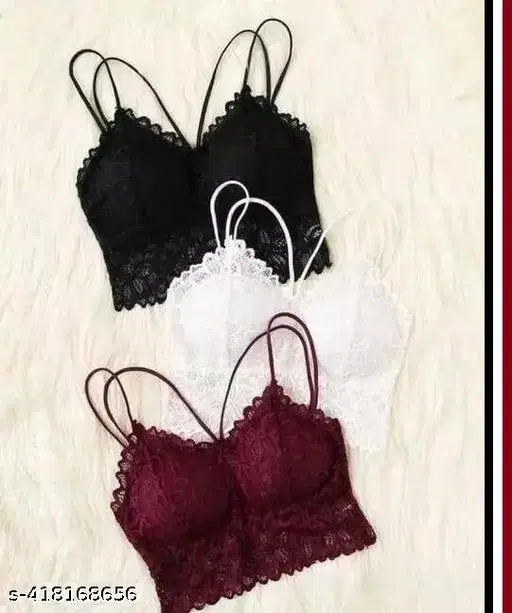 Nylon Solid Bras for Women, Assorted, Pack of 3 (32A)