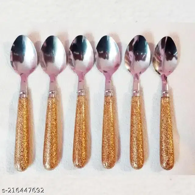Stainless Steel Table Spoon Set, Gold, Pack of 6
