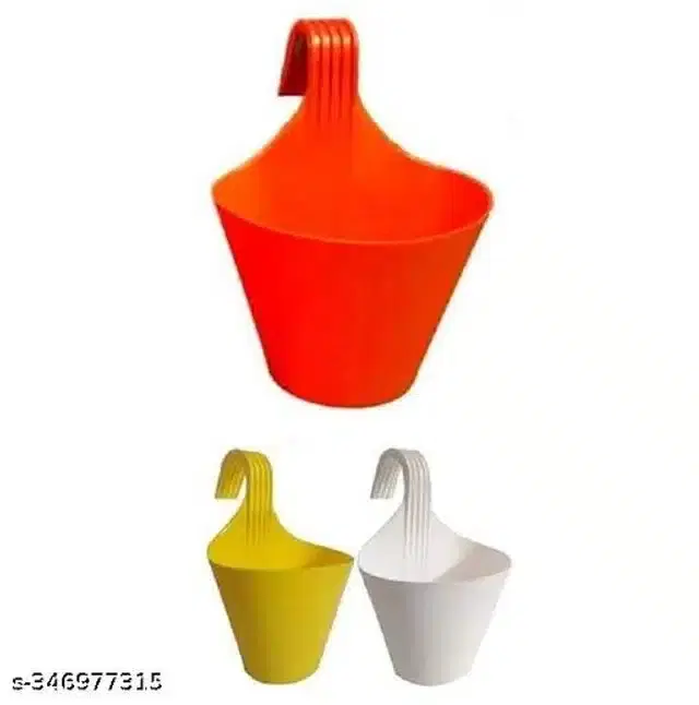 Plastic Hanging Planters, Multicolor, Pack of 3