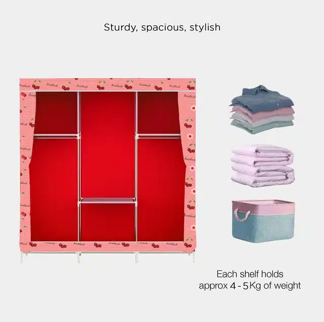 Carbon Steel 6 Shelf Printed, Red