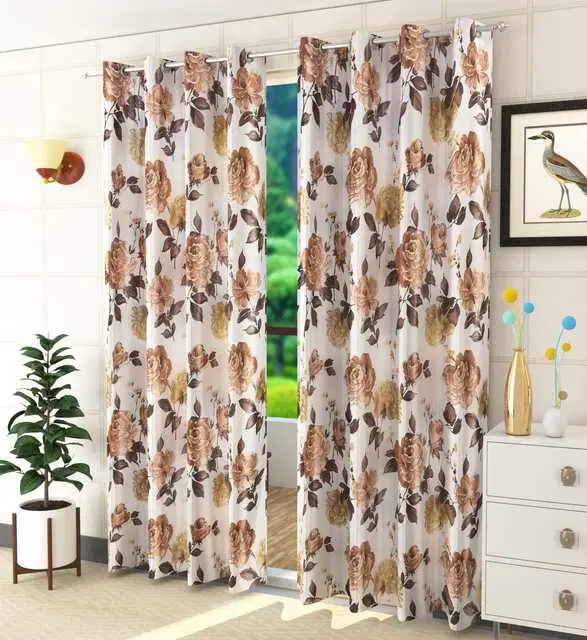 Homefab Polyester Curtains, Brown, 5 Feet, HF-219