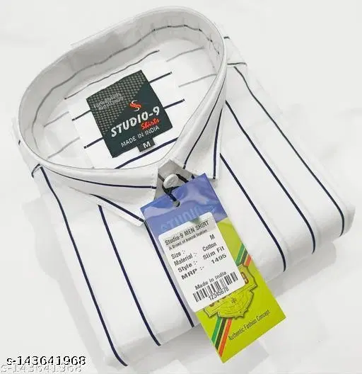 Cotton Blend Checked Shirt for Men, White (M) Pack of 1