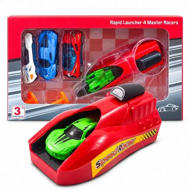 Toy Cloud Rapid Launcher Die-Cast Car Track Set, 4 Cars