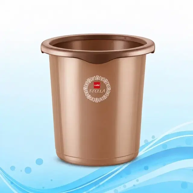 Cello Stella Bucket, 18 L, Brown | Sturdy & Easy-Grip Handle
